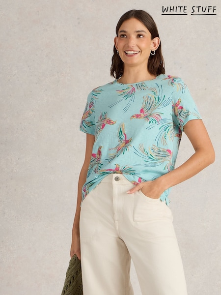 White Stuff Blue 100% Cotton Abbie T-Shirt (F48299) | ₪143