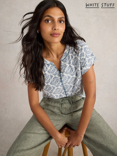 White Stuff Nelly Notch Embroidered 100% Organic Cotton T-shirt (F48300) | € 47