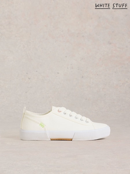 Белый - White Stuff Pippa Canvas Lace Up Trainers (F48329) | €49
