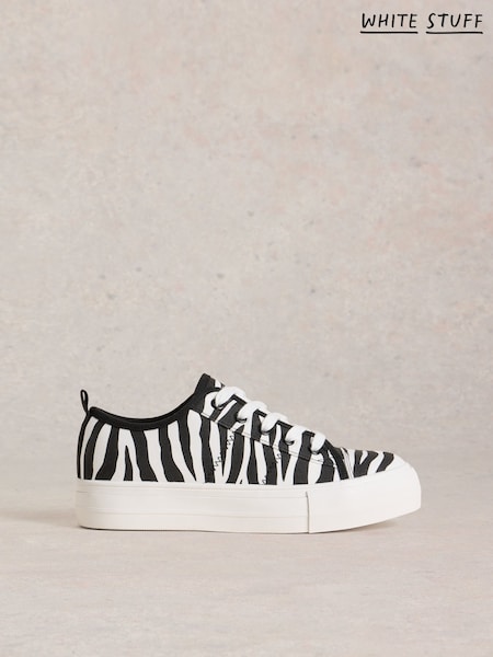 White Stuff Black Pippa Canvas Flatform Trainers (F48342) | €58