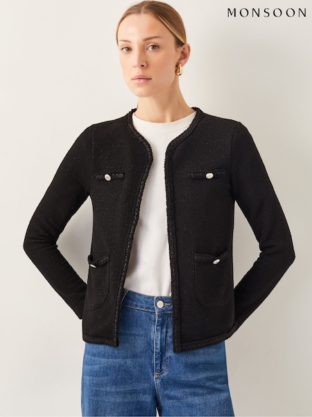 Monsoon Tina Sparkle Trim Jersey Jacket (F48364) | 338 LEI