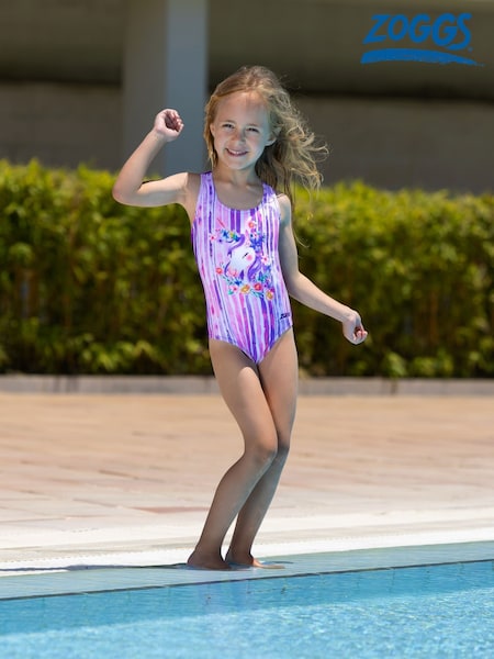 Zoggs Girls Purple Unicorn Actionback Swimsuit (F48607) | ‏12 ر.ع.‏