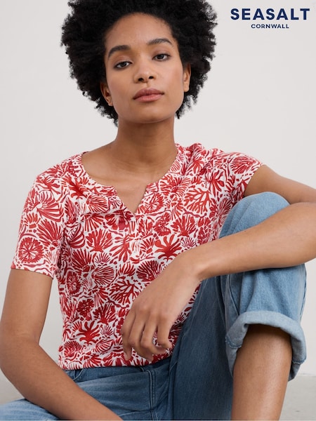 Seasalt Cornwall Red Risso Short Sleeve Tunics (F48671) | €63