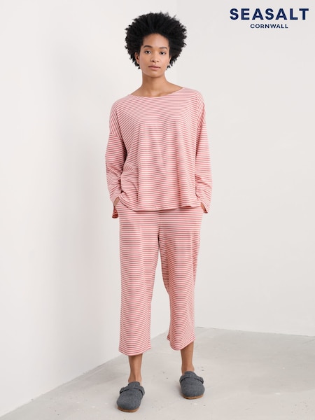 Seasalt Cornwall Pink Tree Shadow Jersey Pyjamas (F48703) | ₪282
