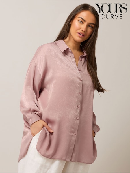Yours Curve Pink Light Button Through Shirt (F48729) | R$ 355