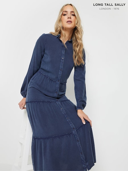 Long Tall Sally Blue Acid Wash Collar Dress (F48732) | €50