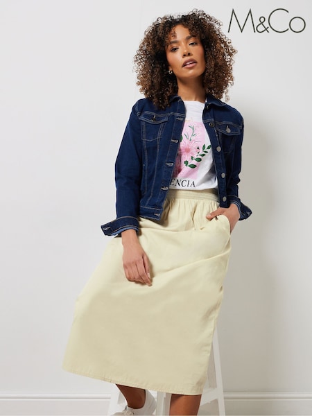M&Co Natural Poplin Midi 100% Cotton Skirt (F48742) | €51