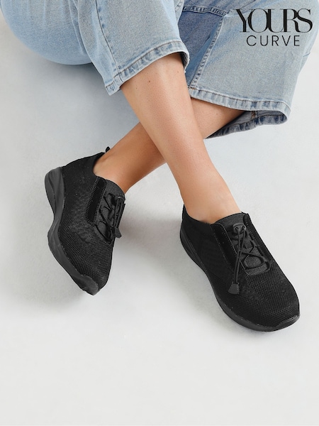 Yours Curve Black Extra-Wide Fit Toggle Lace-Up Trainers (F48748) | €49