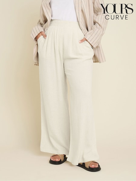 Yours Curve Darted Waist Linen Trousers (F48758) | R$ 335