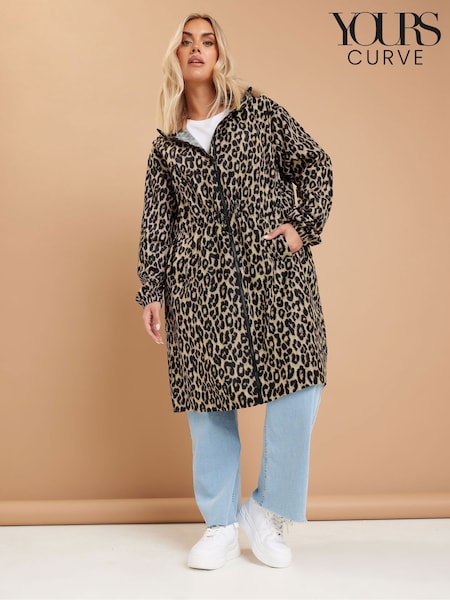 Yours Curve Brown Leopard Print Parka Jacket (F48765) | €52