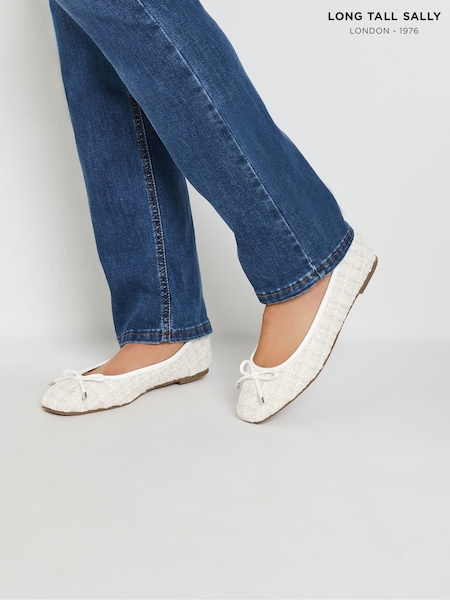 Long Tall Sally White Boucle Ballet Pumps (F48770) | €42