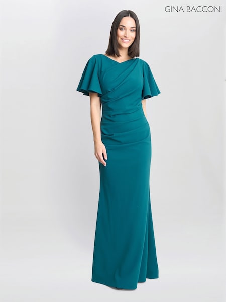 Gina Bacconi Blue Portia Crepe Maxi Dress (F48807) | €369
