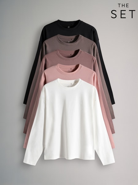 The Set 5 Pack Relaxed Long Sleeved T-Shirts (F48821) | € 30