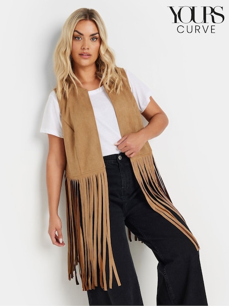 Yours Curve Sudette Fringe Waistcoat (F48860) | €65