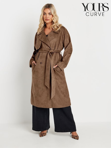 Yours Curve Brown Suede Trench Coat (F48876) | €89