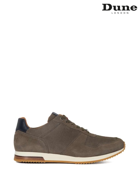 Dune London Grey Wide Fit Trilogy Perforated Runner Trainers (F48880) | €144
