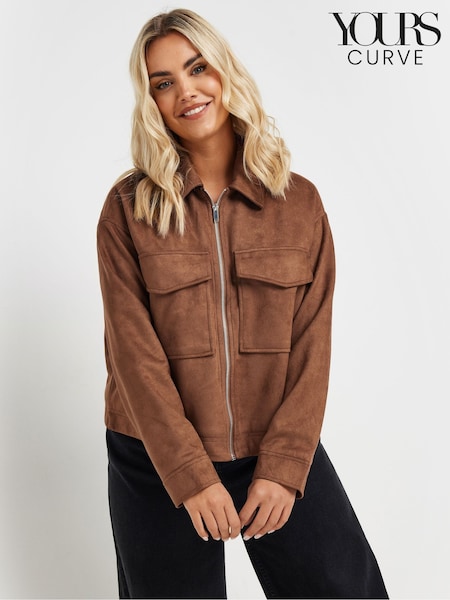 Yours Curve Brown Short Suede Jacket (F48884) | €76