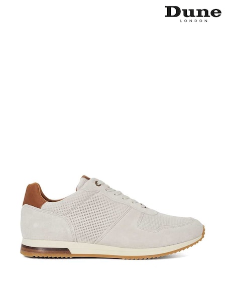 Dune London White Wide Fit Trilogy Perforated Runner Trainers (F48898) | €144