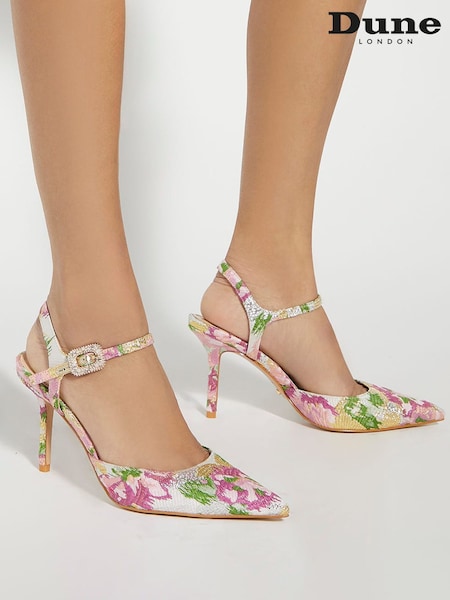 Dune London Pink/Cream Standard Fit Channel Y Back Open Court Heels (F48908) | $157