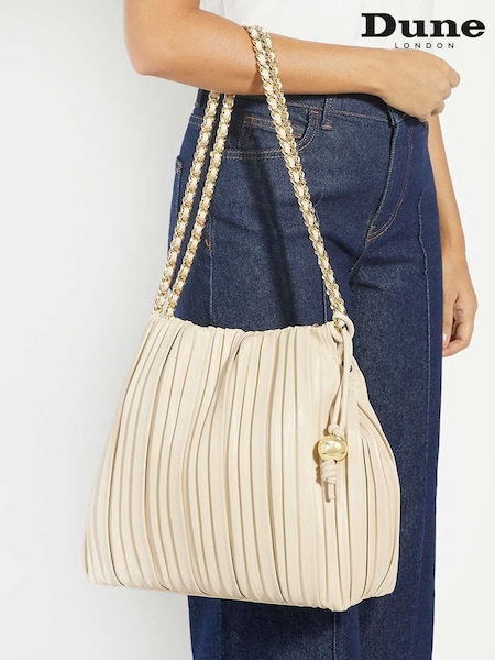 Dune London Cream Dominic Large Pleated Slouch Bag (F48926) | €63