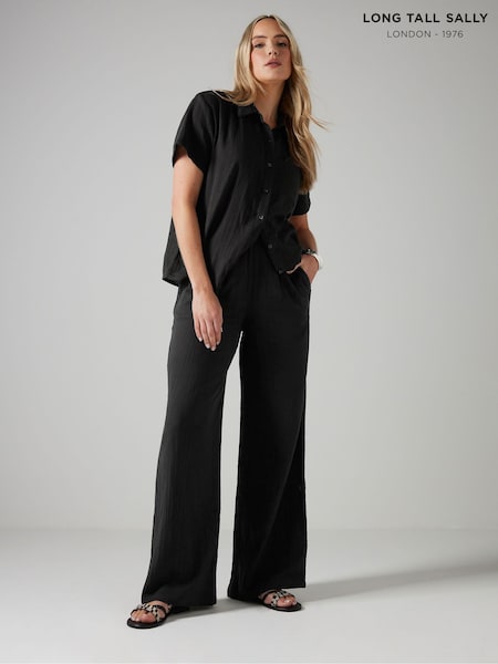 Long Tall Sally Cheesecloth Wide Leg 100% Cotton Trousers (F48937) | ‏166‏₪