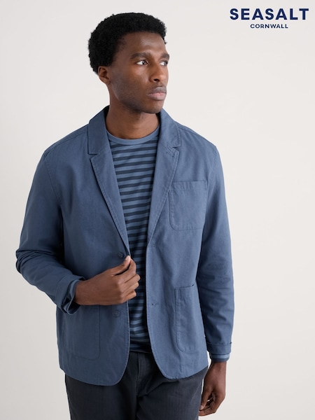 Seasalt Cornwall Blue Mens Towen 100% Organic Cotton Blazer (F48957) | AED641