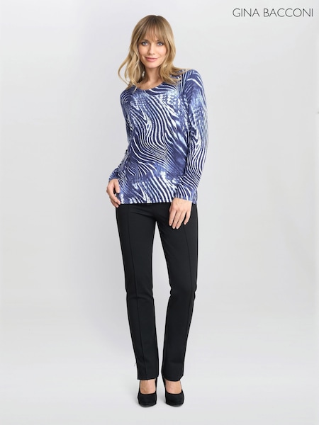 Gina Bacconi Blue Jody Animal Stripe Jumper With Diamantes (F49001) | kr1 071