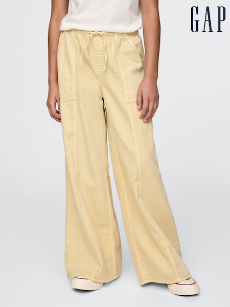 Galben - Pantaloni lejeri și largi din twill Gap pentru copii (4-13ani) (F49018) | 223 LEI