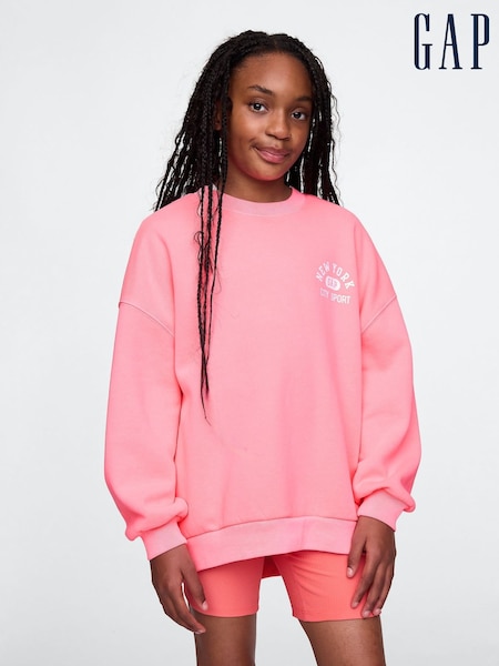 Gap Pink Vintage Soft NYC Logo Tunic Sweatshirt (4-13yrs) (F49021) | kr357