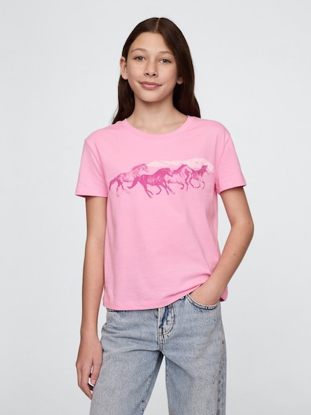 Gap Pink Cotton Short Sleeve Crew Neck Graphic T-Shirt (4-13yrs) (F49032) | €14