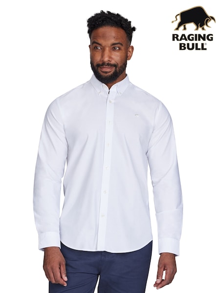 Raging Bull Long Sleeve Classic 100% Cotton Oxford White Shirt (F49055) | AED379 - AED437