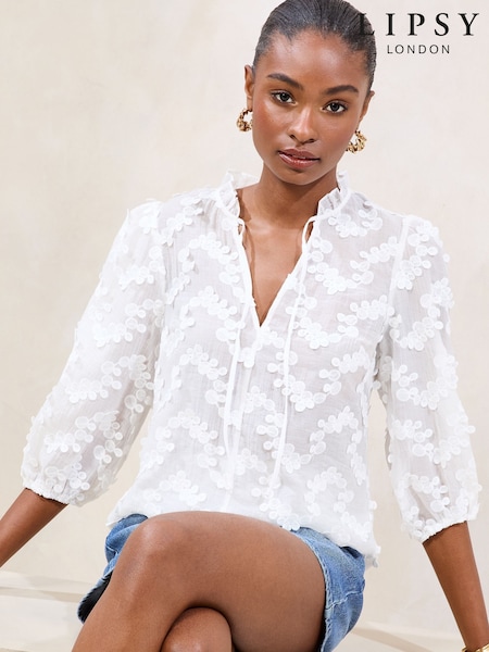 Lipsy 3/4 Sleeve 3D Fabric Blouse (F49059) | €66