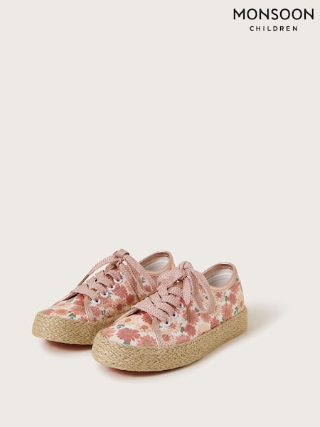 Monsoon Natural Floral Print Espadrille Trainers (F49096) | €35 - €41