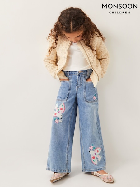 Monsoon Dove Appliqué 100% Cotton Denim Jeans (F49097) | €43 - €49
