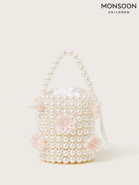 Monsoon Natural Pearl Beaded Flower Bucket Bag (F49101) | €33