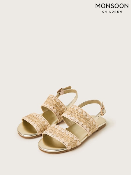 Monsoon Gold Woven Whipstitch Strappy Sandals (F49102) | ₪126 - ₪146