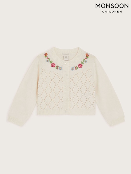 Monsoon Natural Baby Floral Pointelle Knit 100% Cotton Cardigan (F49121) | 1,322 UAH - 1,442 UAH