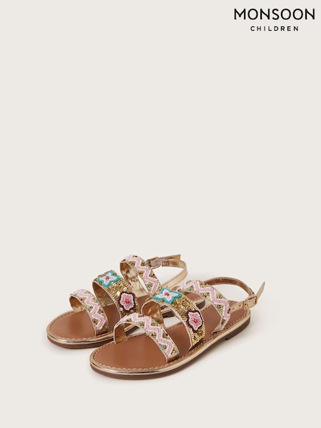 Monsoon Pink Embellished Strappy Metallic Sandals (F49123) | ₪126 - ₪146