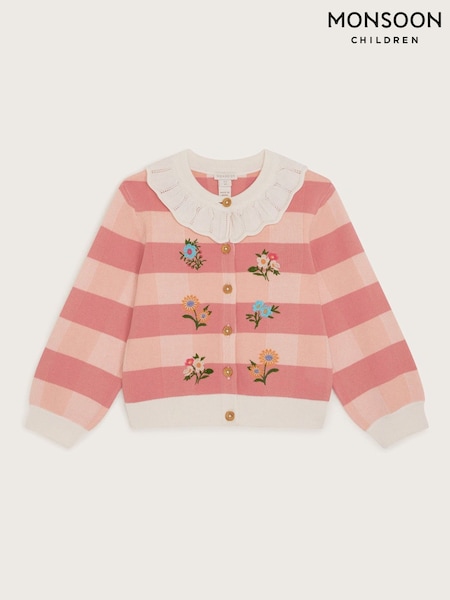 Monsoon Knit Check Frill Collar 100% Cotton Cardigan (F49132) | € 37 - € 42
