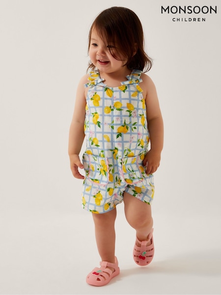 Monsoon Baby Lemon Tile Print 100% Cotton Romper (F49138) | 134 LEI - 164 LEI