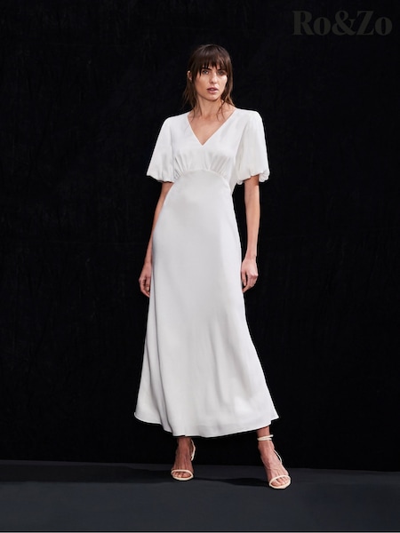 Ro&Zo White Tie Back Maxi Dress (F49173) | €264