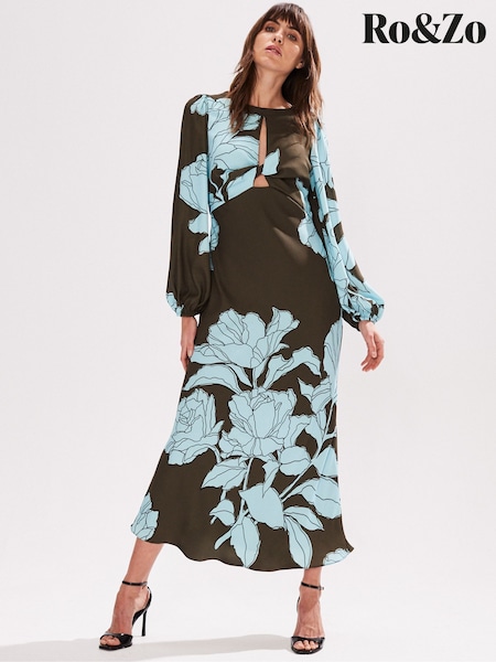 Ro&Zo Mae Floral Twist Front Midi Dress (F49175) | €237
