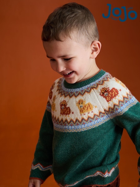 JoJo Maman Bébé Green Character Fair Isle Jumper (F49185) | AED175 - AED198