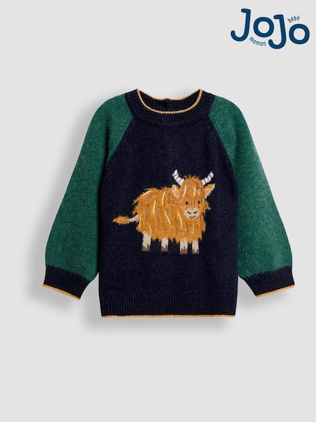 Marineblau/Hochlandrind - JoJo Maman Bébé Raglan Character Jumper (F49188) | 45 € - 48 €
