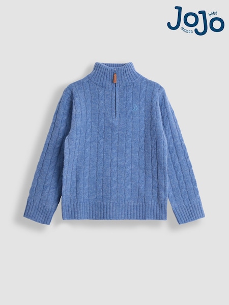 JoJo Maman Bébé Blue Classic Cable Half Zip Jumper (F49191) | AED151 - AED169