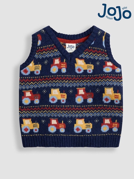 JoJo Maman Bébé Blue Fair Isle Tank Top (F49206) | AED151 - AED169