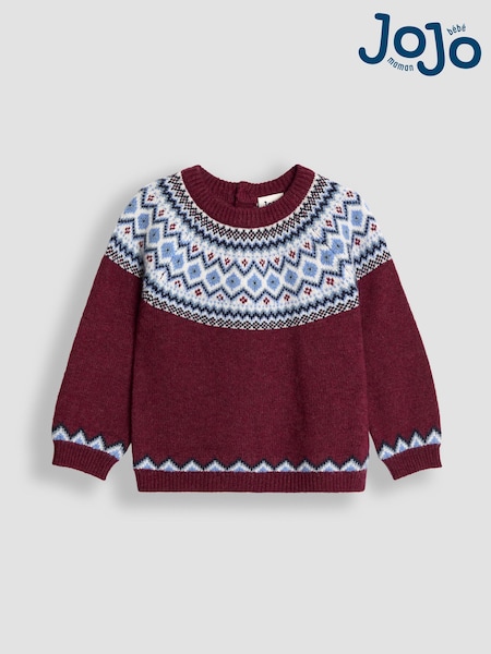 JoJo Maman Bébé Red Fair Isle Jumper (F49208) | AED175 - AED210