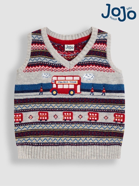 JoJo Maman Bébé Grey Fair Isle Tank Top (F49222) | AED151 - AED169