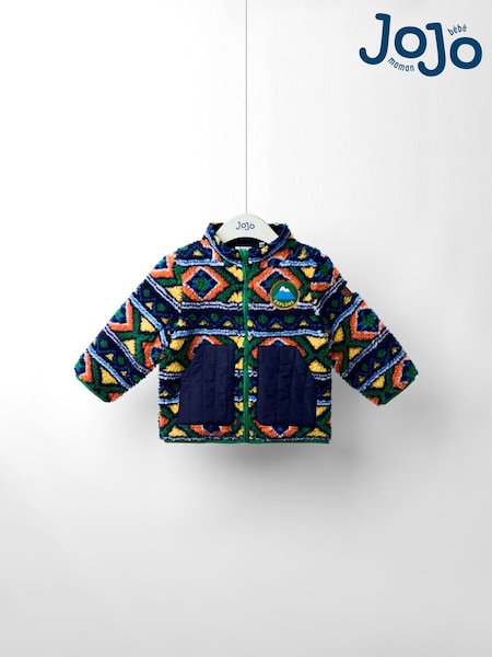 JoJo Maman Bébé Green Aztec Style Borg Jacket (F49227) | AED198 - AED233