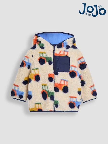 JoJo Maman Bébé Light Natural Hooded Teddy Fleece Jacket (F49230) | AED198 - AED233